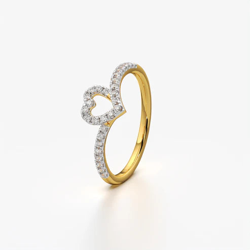 Open Heart Moissanite Pavé Band Ring