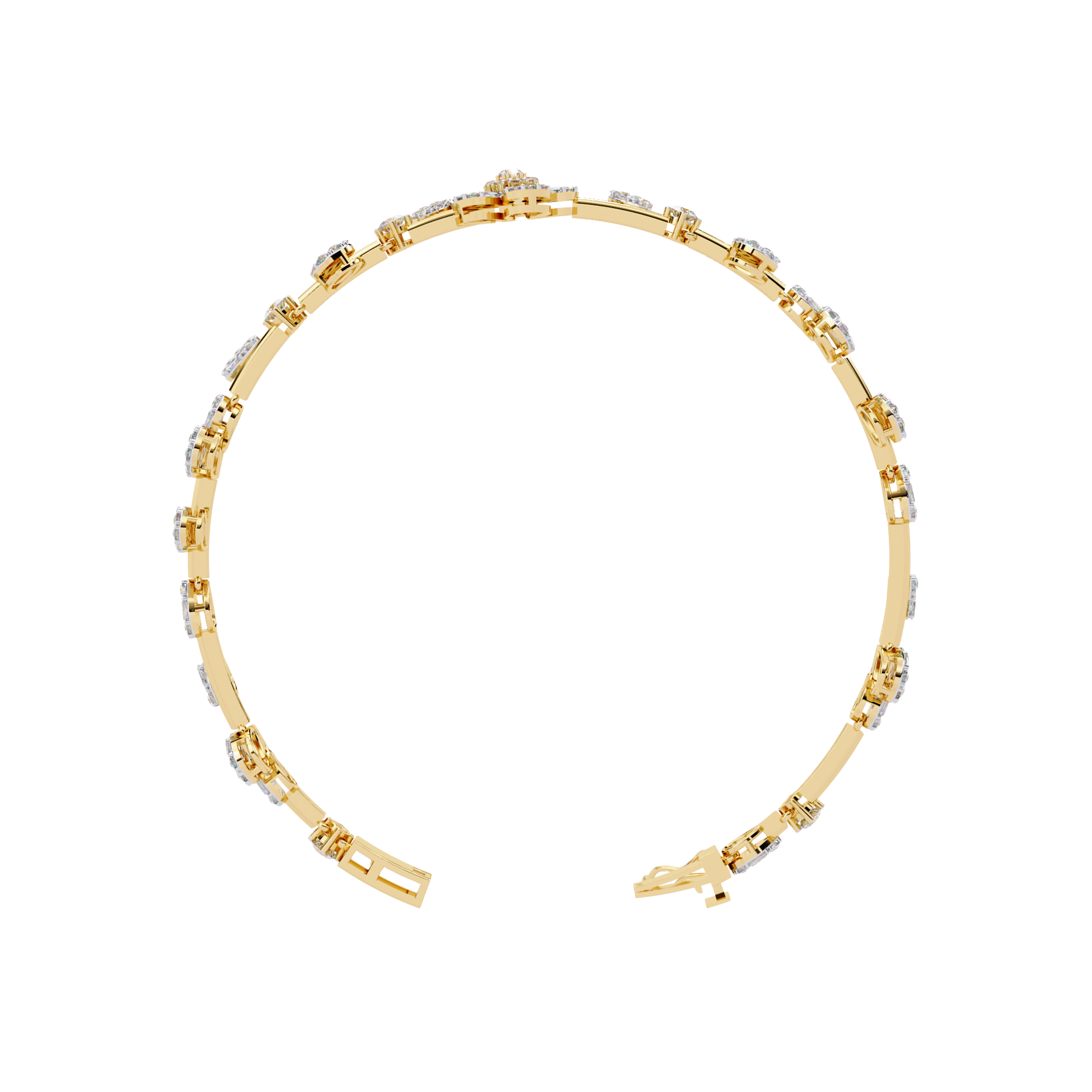 Baguette & Round Floral Cluster Moissanite Bracelet