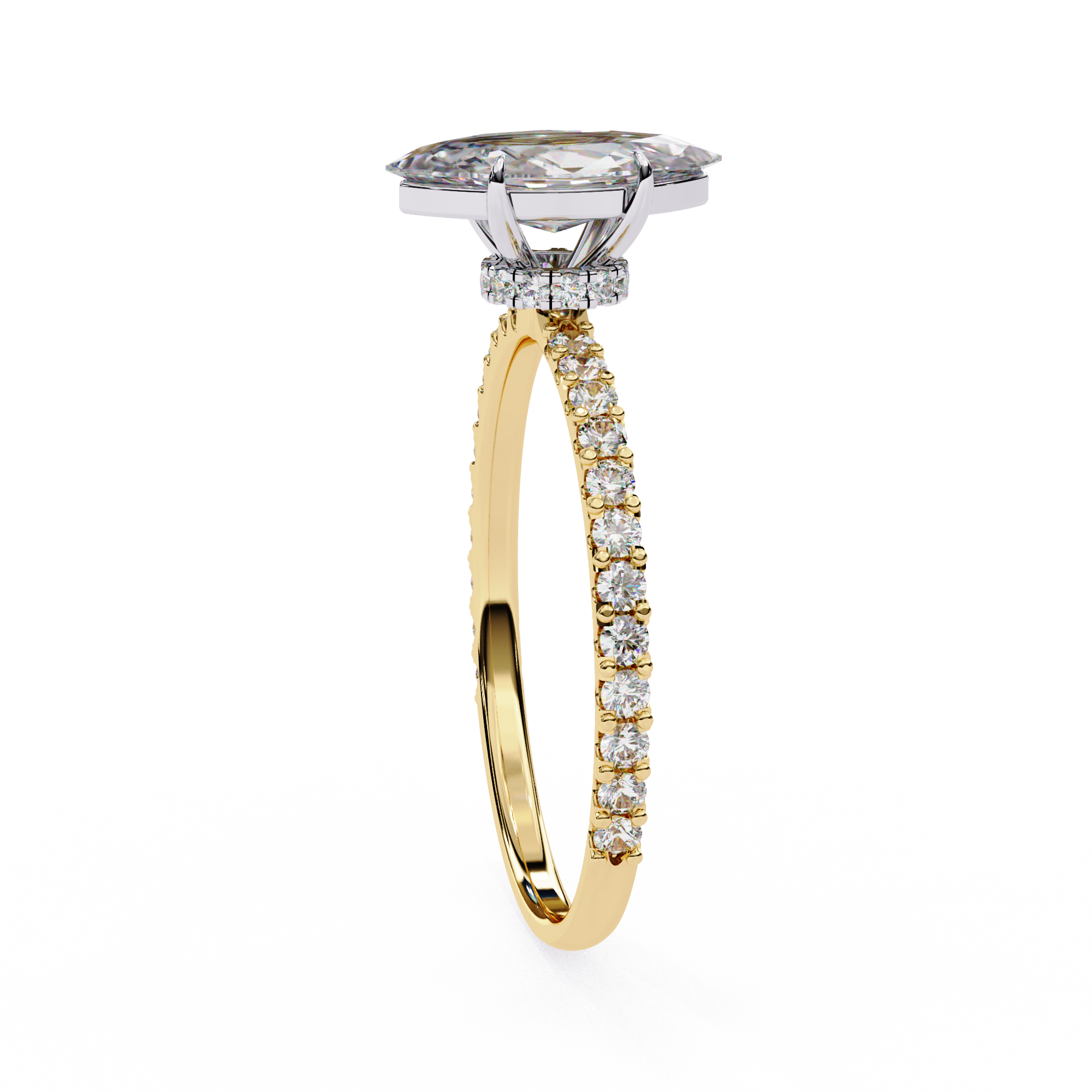 Golden Marquise Solitaire Band