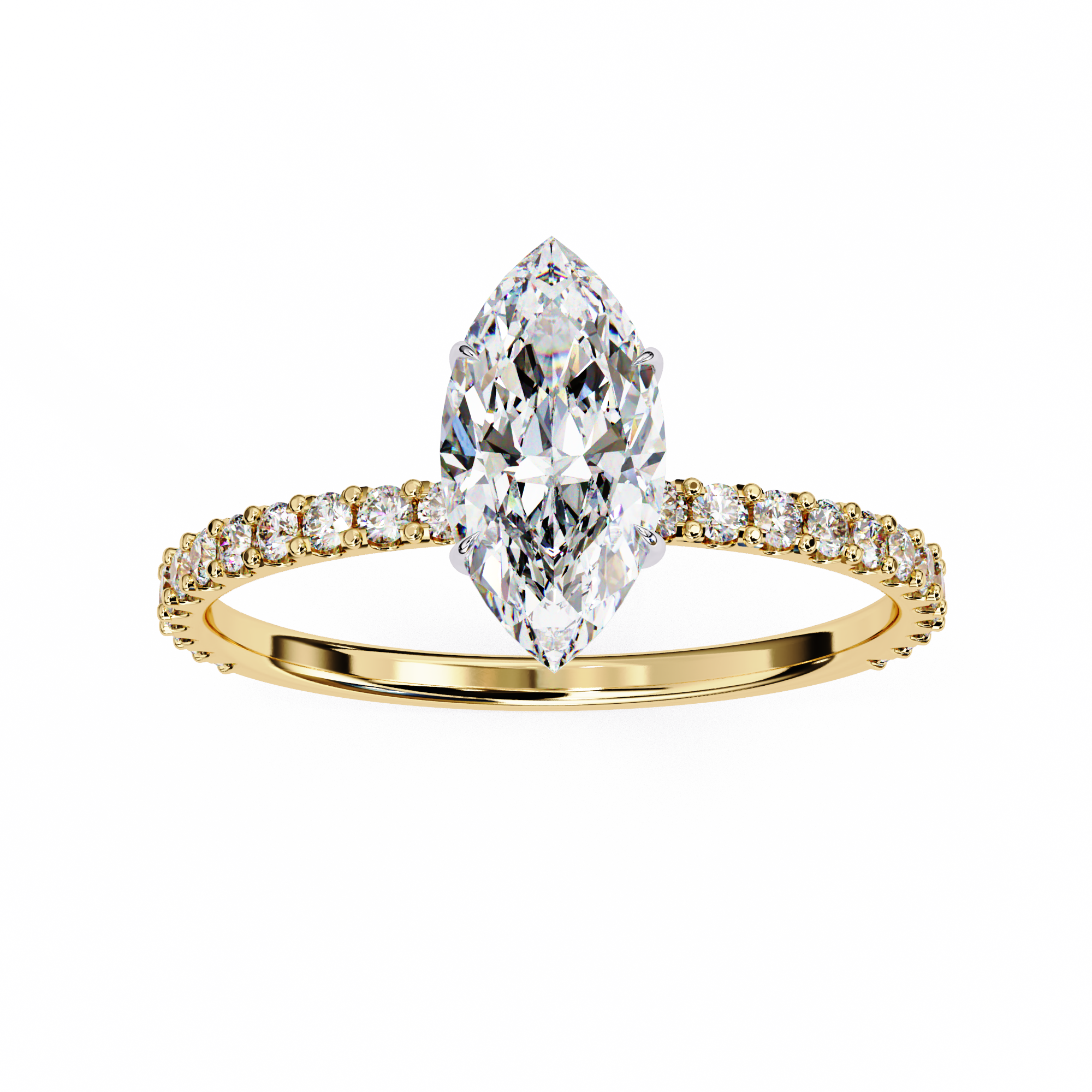 Golden Marquise Solitaire Band