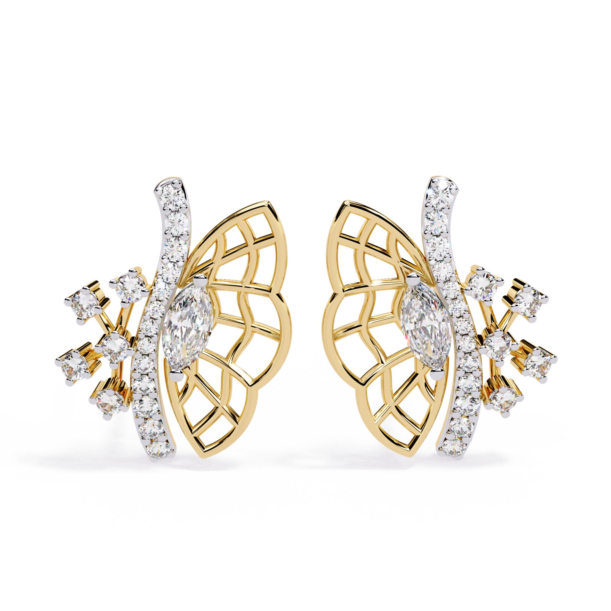 Botanical Leaf Moissanite Ear Climber Earrings