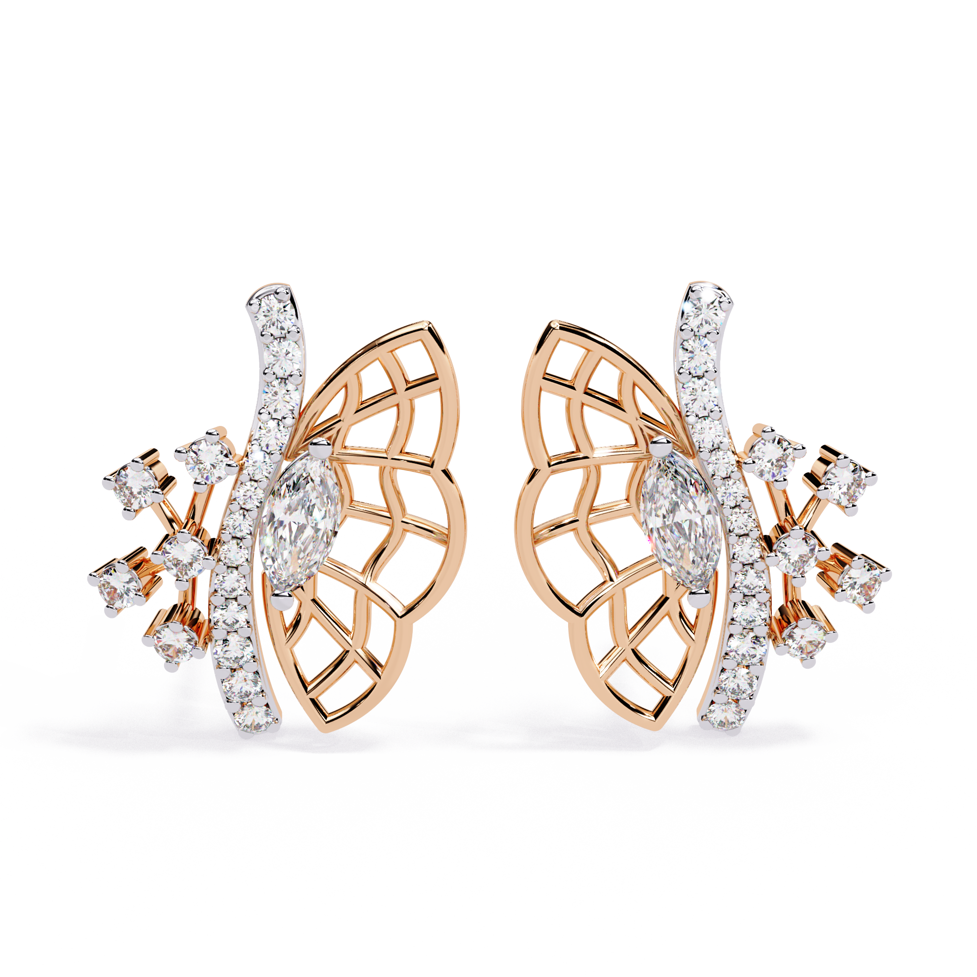 Botanical Leaf Moissanite Ear Climber Earrings