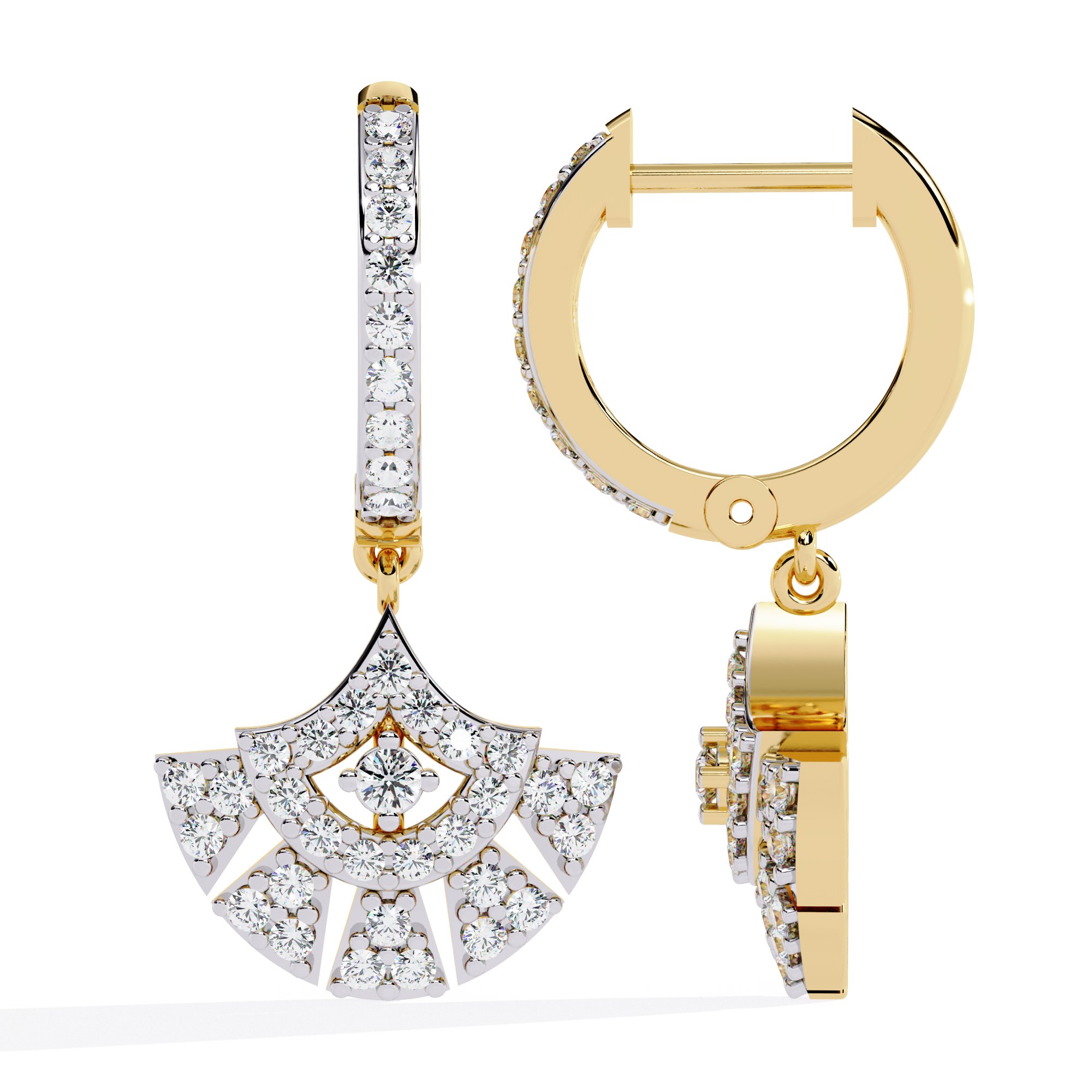 Art Deco Fan Drop Earrings