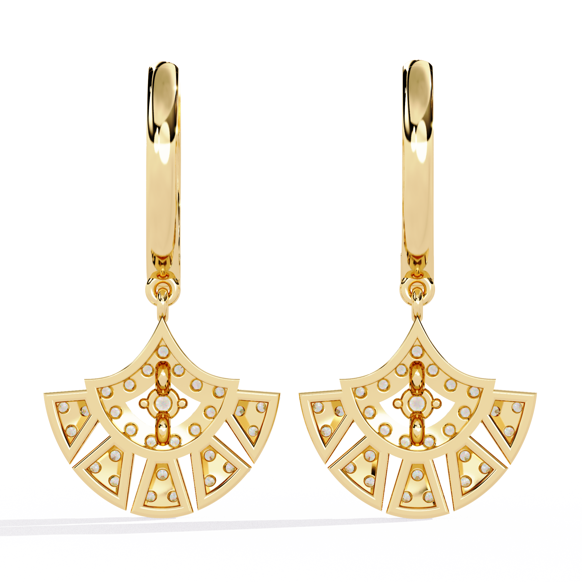 Art Deco Fan Drop Earrings