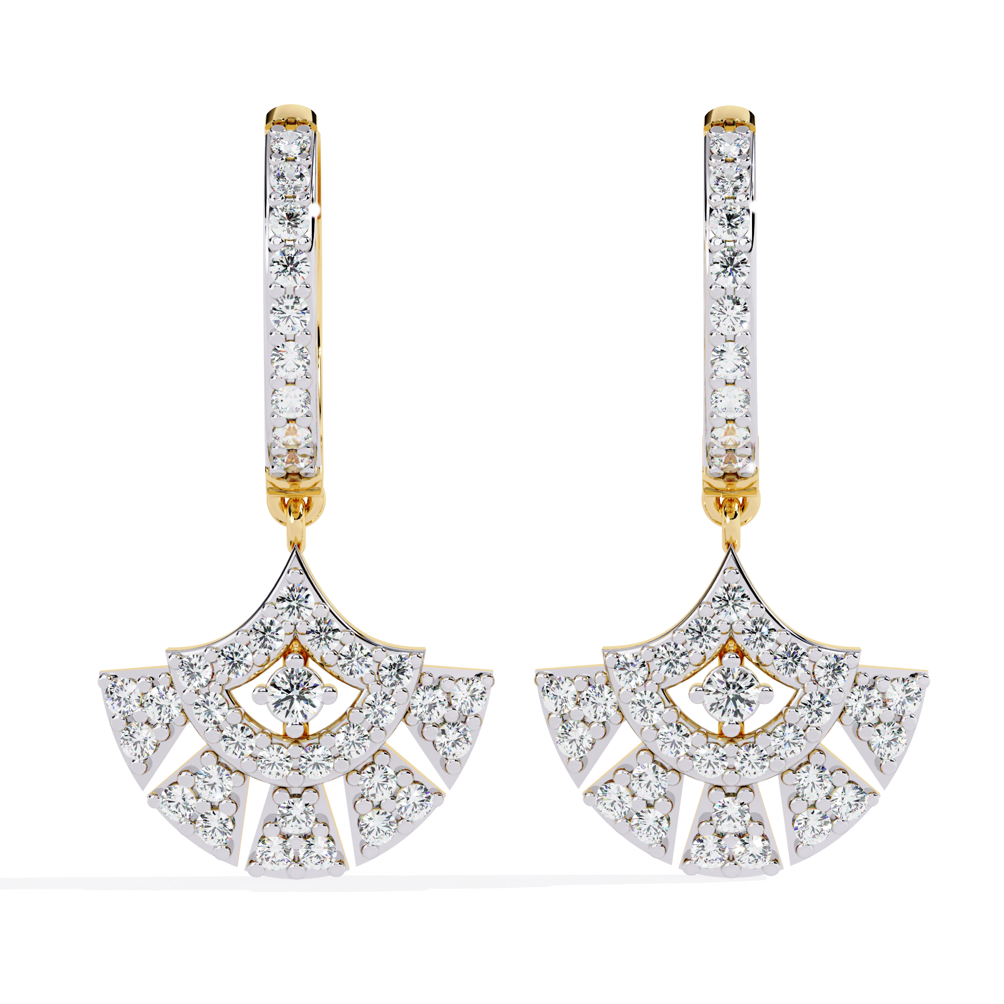 Art Deco Fan Drop Earrings