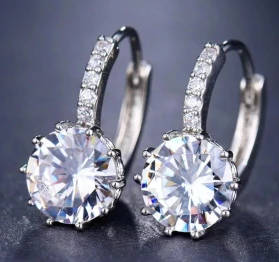 Silver/ Gold/ Rose Gold Casual White Stone Stud Earrings for Women &amp; Girls with Swarovski Zirconia &amp; Metal Hoop Earring