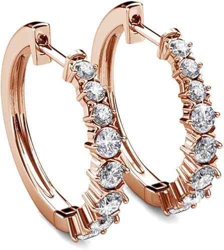 Silver/ Gold/ Rose gold Luxurious Rose Gold Diamond Hoop Earrings – Timeless Sparkle & Elegance