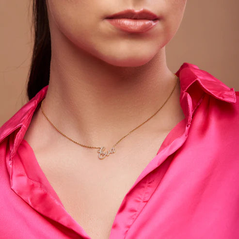 Pave Script Name Necklace