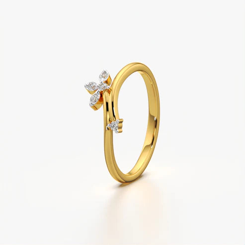 Diamond Flower Open Bypass Ring