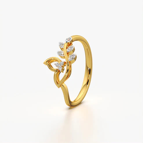 Leaf Vine & Heart Inspired Ring