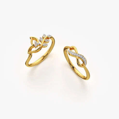 Sparkling Leaf & Infinity Stackable Ring Set