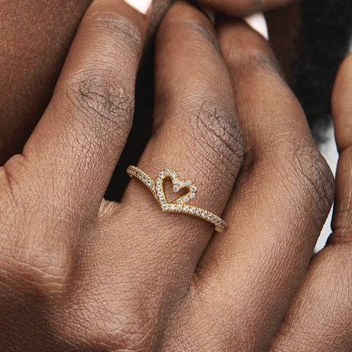 Open Heart Moissanite Pavé Band Ring