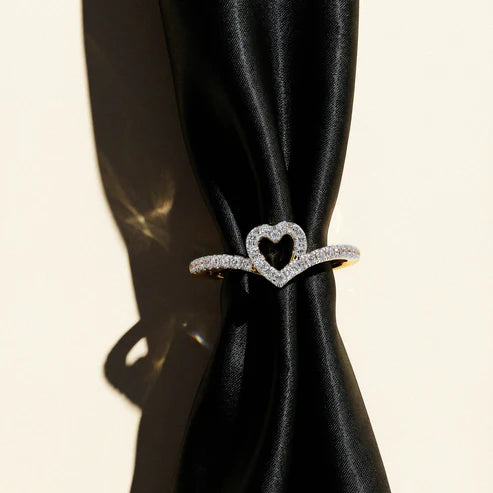 Open Heart Moissanite Pavé Band Ring