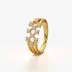 Scattered Diamond Constellation Triple Band Ring