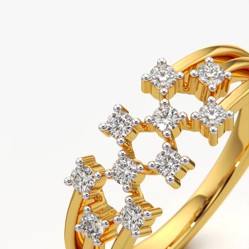 Scattered Diamond Constellation Triple Band Ring