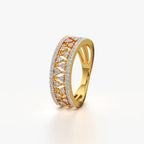 Diamond Filigree Wide Band Ring with Pavé Borders