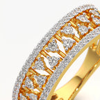 Diamond Filigree Wide Band Ring with Pavé Borders