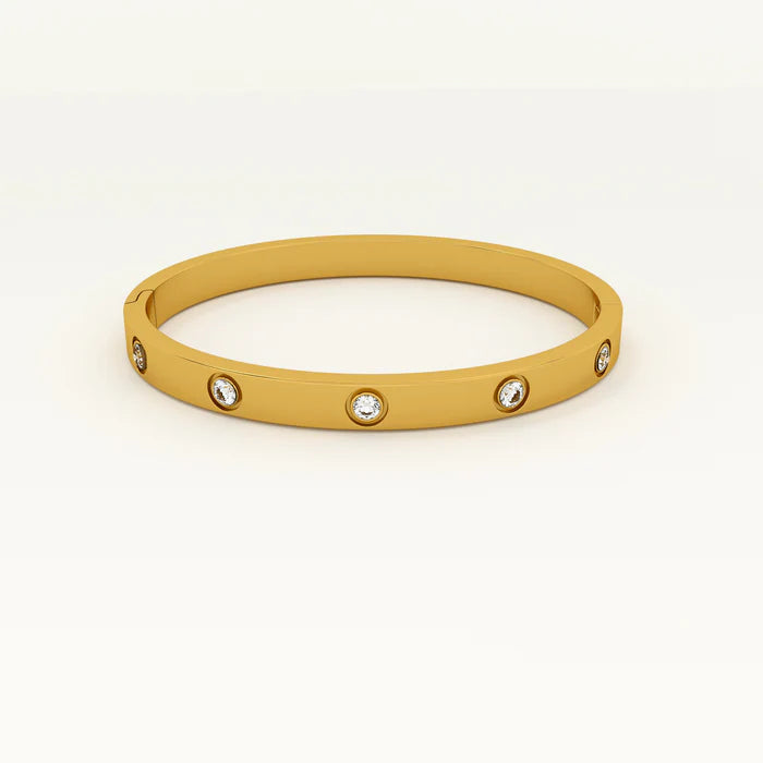 Silver/ Gold/ Rose gold Sophisticated Gold-Plated Bangle with Sparkling Stones – A Timeless Symbol of Elegance &amp; Luxury
