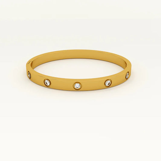 Silver/ Gold/ Rose gold Sophisticated Gold-Plated Bangle with Sparkling Stones – A Timeless Symbol of Elegance &amp; Luxury