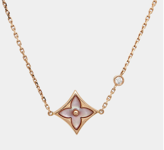 Silver/ Gold/ Rose Gold Elegant Rose Gold Mother-of-Pearl Floral Pendant Necklace – Timeless Beauty &amp; Grace