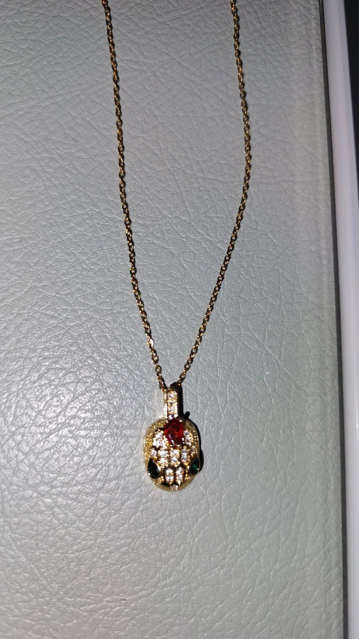 Silver/ Gold/ Rose gold Luxurious Gold Snake Pendant Necklace with Ruby & Emerald Accents – Symbol of Power & Elegance