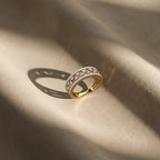 Diamond Filigree Wide Band Ring with Pavé Borders