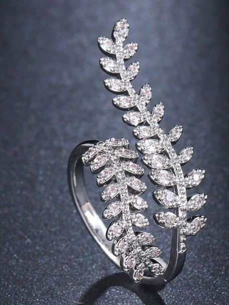 Silver/ Gold/ Rose gold  Leaf and Vine Diamond Wedding Ring – A Symbol of Love, Nature, and Eternal Beauty