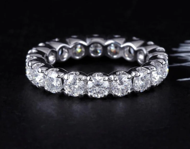 Silver/ Gold/ Rose gold Luxury Silver Eternity Ring with Round Cut Diamonds – Timeless Brilliance & Elegance