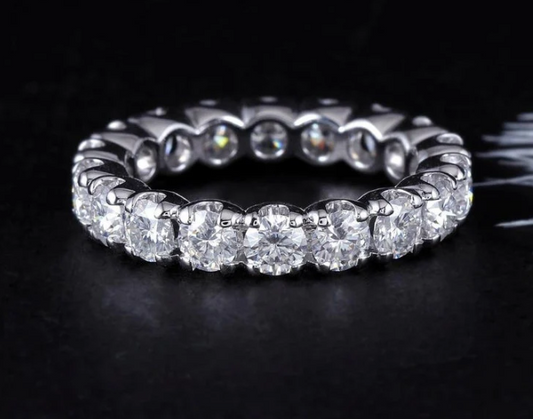 Silver/ Gold/ Rose gold Luxury Silver Eternity Ring with Round Cut Diamonds – Timeless Brilliance & Elegance