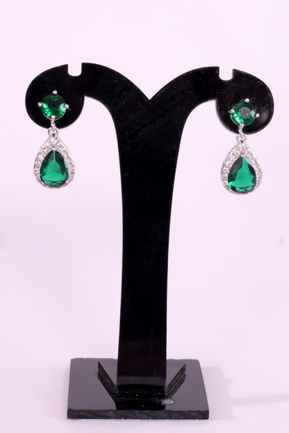 Green American Stone Earrings for Women & Girls – A Touch of Elegance & Sparkle