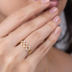 Scattered Diamond Constellation Triple Band Ring