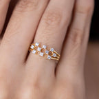 Scattered Diamond Constellation Triple Band Ring