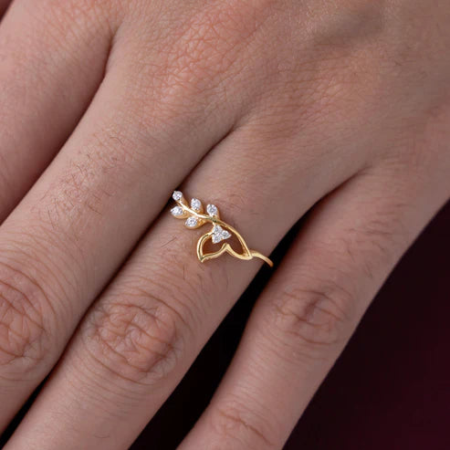 Leaf Vine & Heart Inspired Ring