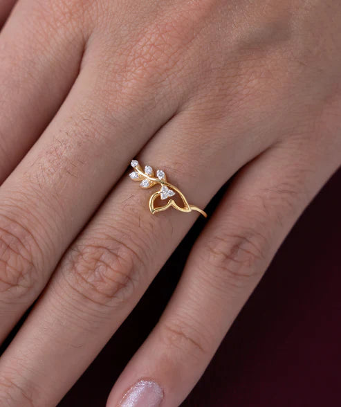 Sparkling Leaf & Infinity Stackable Ring Set