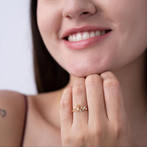 Leaf Vine & Heart Inspired Ring