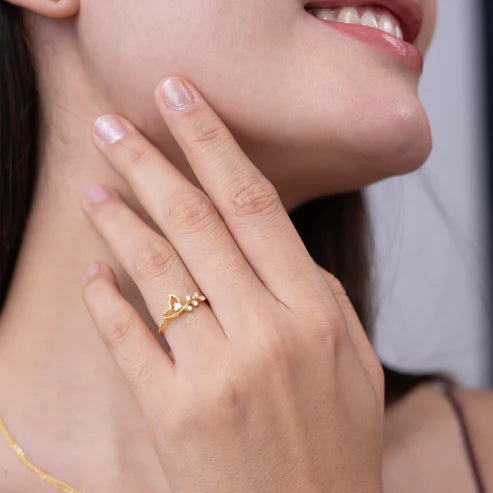 Leaf Vine & Heart Inspired Ring