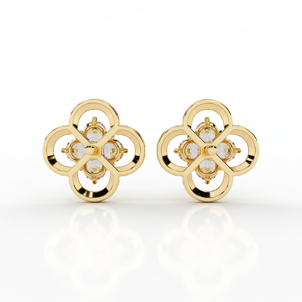 Blooming Grace Diamond Studs – Timeless Floral Radiance
