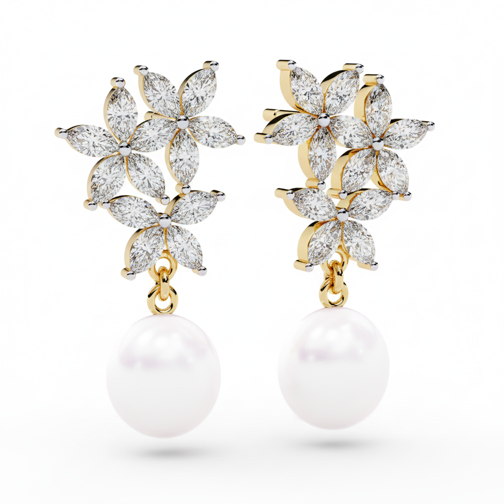 Celestial Pearl Vine Earrings – Ethereal Beauty & Nature-Inspired Luxury