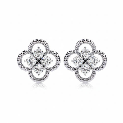 Blooming Grace Diamond Studs – Timeless Floral Radiance