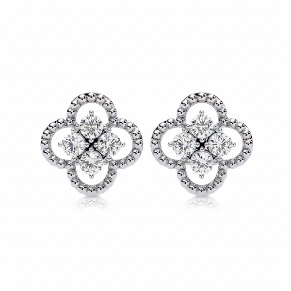 Blooming Grace Diamond Studs – Timeless Floral Radiance