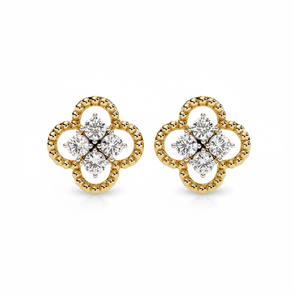 Blooming Grace Diamond Studs – Timeless Floral Radiance