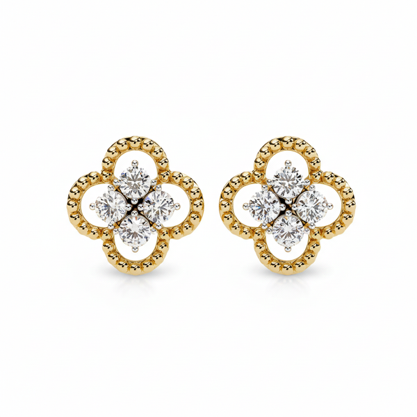 Blooming Grace Diamond Studs – Timeless Floral Radiance