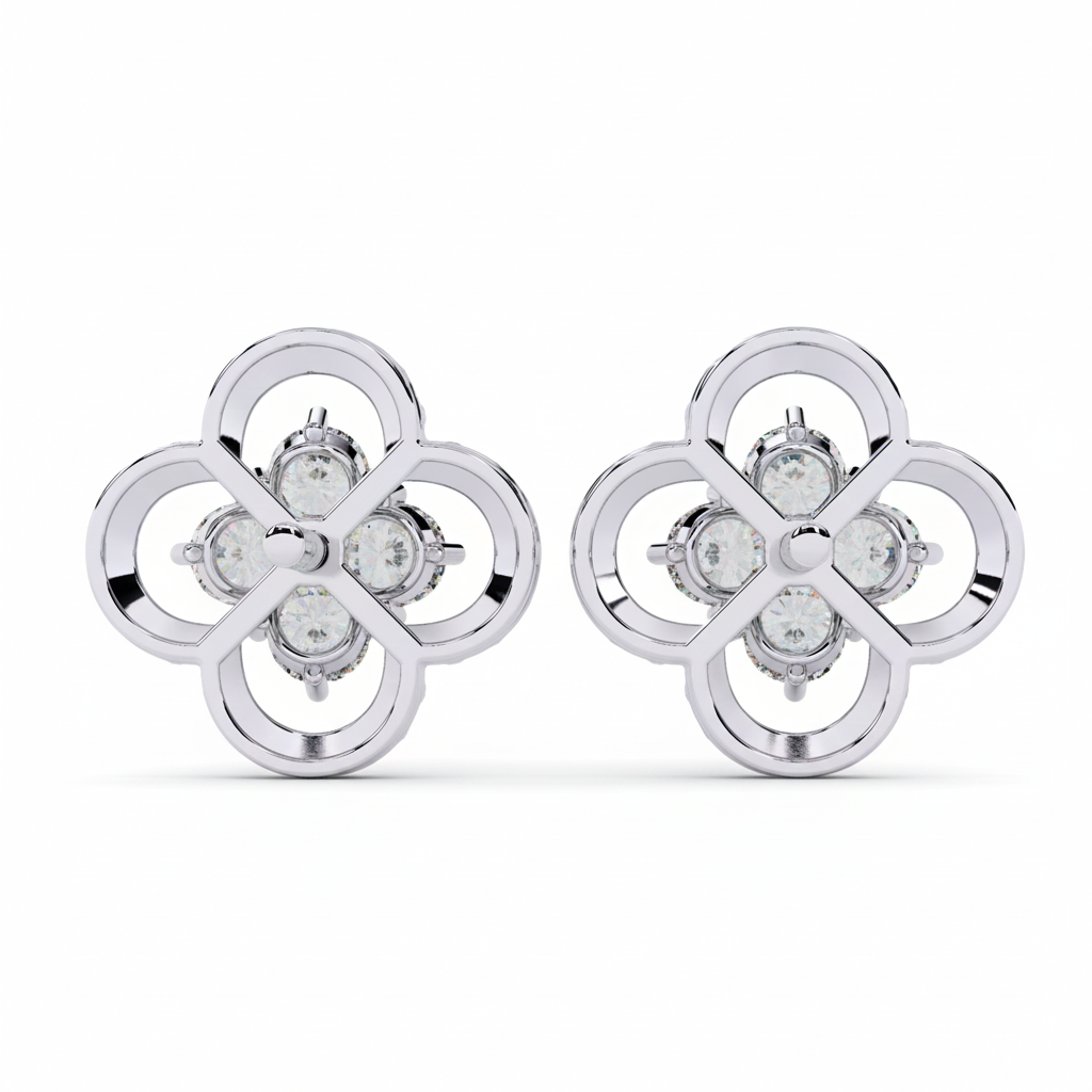 Blooming Grace Diamond Studs – Timeless Floral Radiance