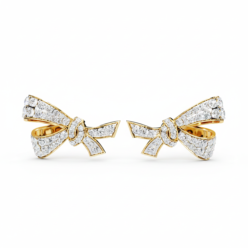 Luxe Bow Diamond Studs – Sophisticated Charm & Timeless Sparkle