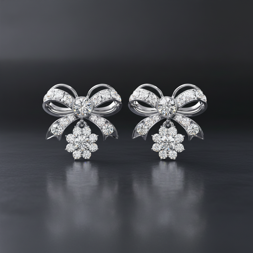 Royal Bow Sparkle Earrings – Playful Elegance & Brilliant Shine