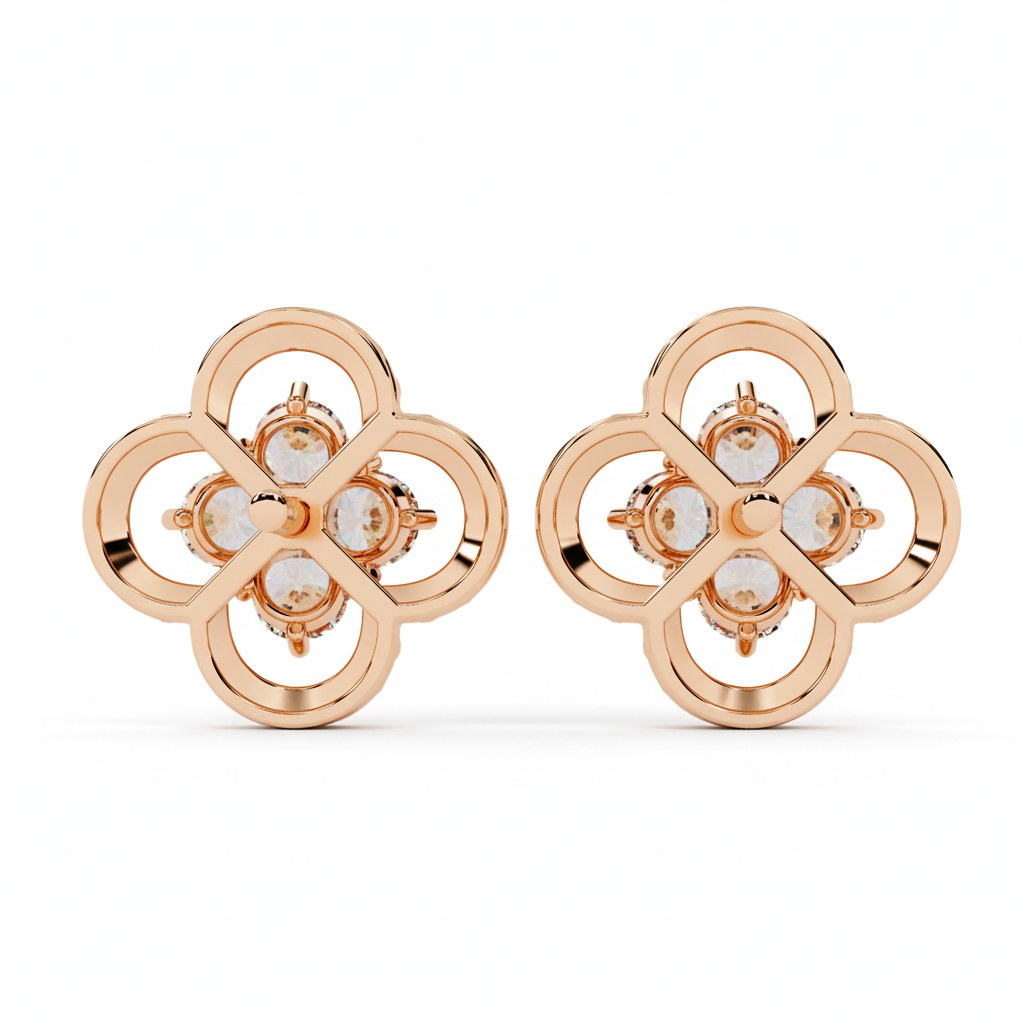 Blooming Grace Diamond Studs – Timeless Floral Radiance