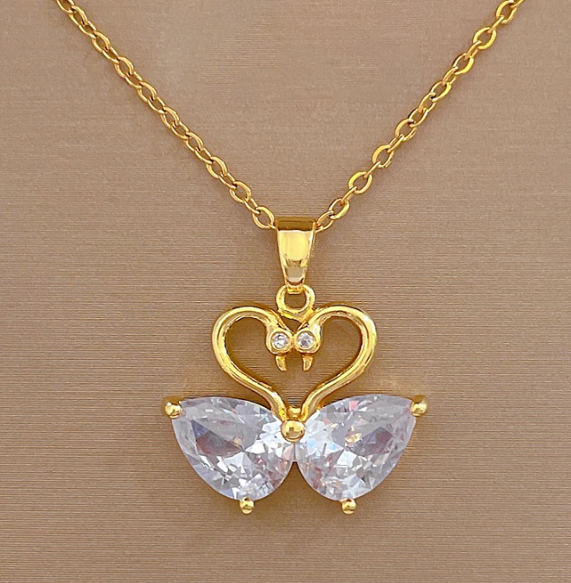 Silver/ Gold/ Rose gold Elegant Gold Butterfly Pendant with Gemstone Accents – A Symbol of Transformation & Beauty