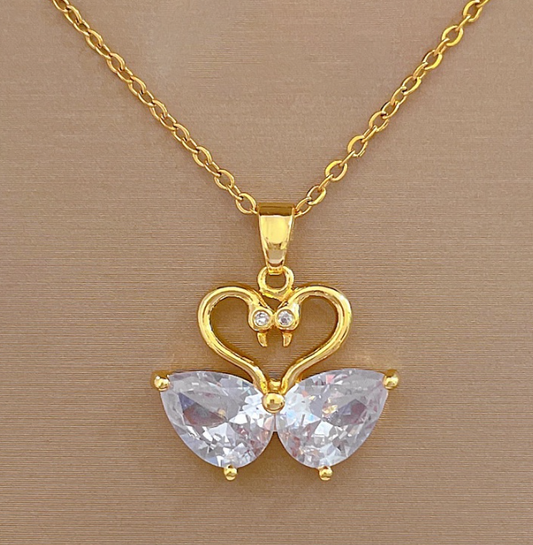 Silver/ Gold/ Rose gold Elegant Gold Butterfly Pendant with Gemstone Accents – A Symbol of Transformation & Beauty