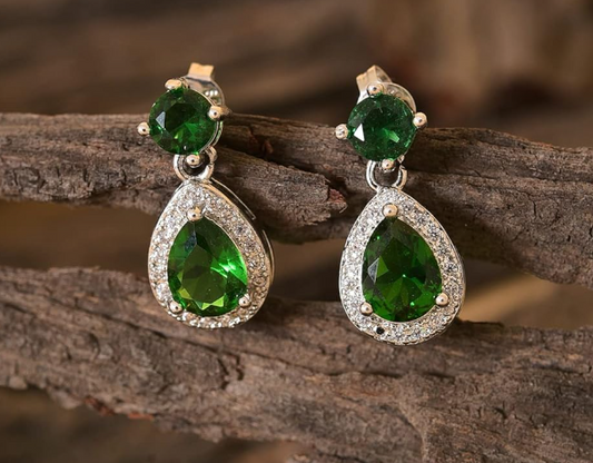 Silver/ Gold/ Rose Gold Green American Stone Earrings for Women & Girls – A Touch of Elegance & Sparkle