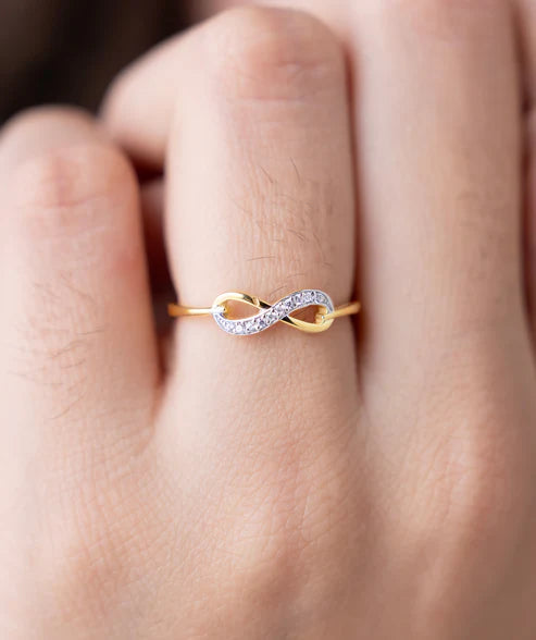 Sparkling Leaf & Infinity Stackable Ring Set